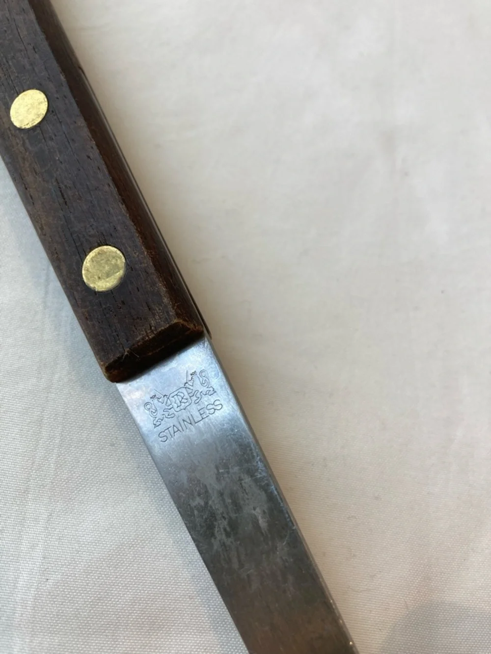 Vintage Stainless Steel Spoon Wooden Rivet Handle Farmhouse Cottagecore Kitchen